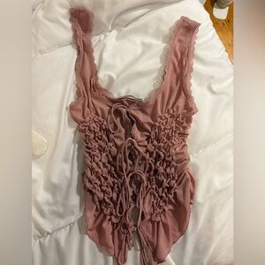 Zara Pink Ruched Lace top size S